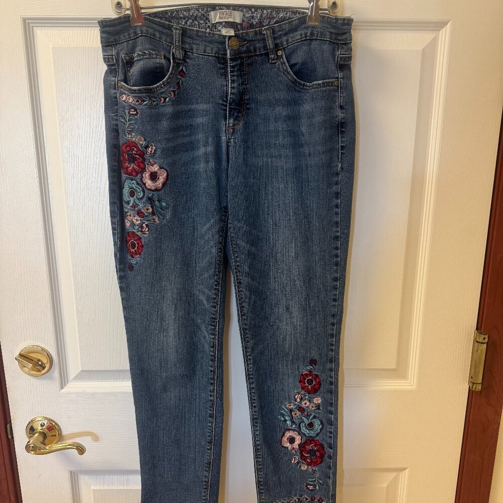 Vintage America Embroidered Blue Jeans  Size 8R